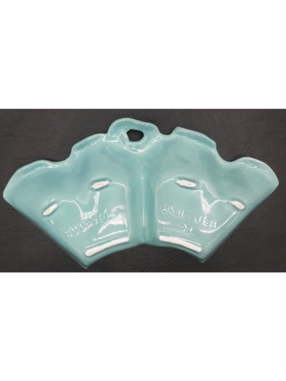 VTG Lazy Susan 4 Dish Serving Set AC DAVEY, INC. Turquoise USA Pottery MCM